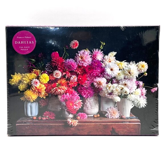 Dahlias Flowers in Pottery Floral 750-Piece Puzzle by Frances Palmer 2020 NEW - Picture 1 of 11